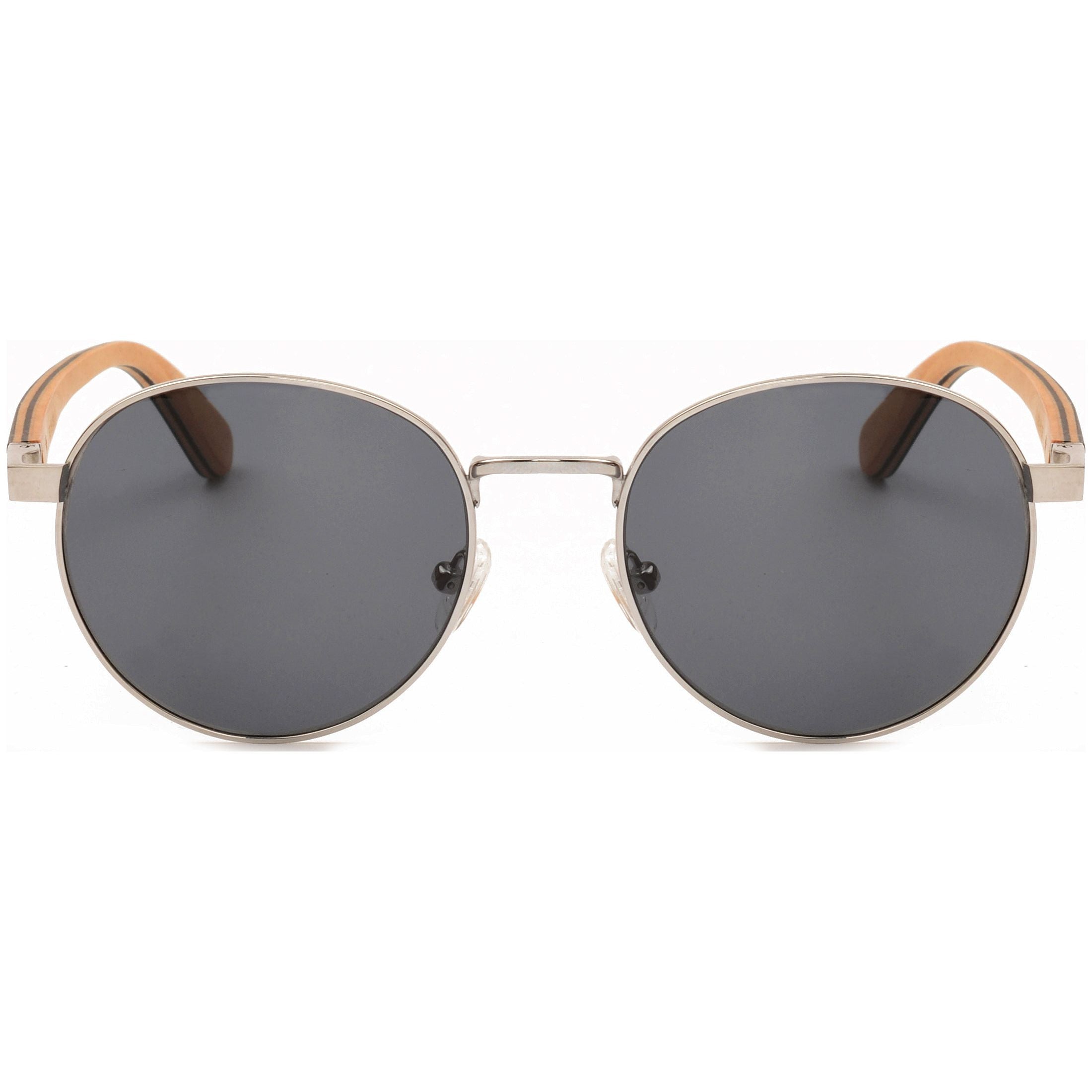 Round Titanium Zebra Wood Sunglasses James 2