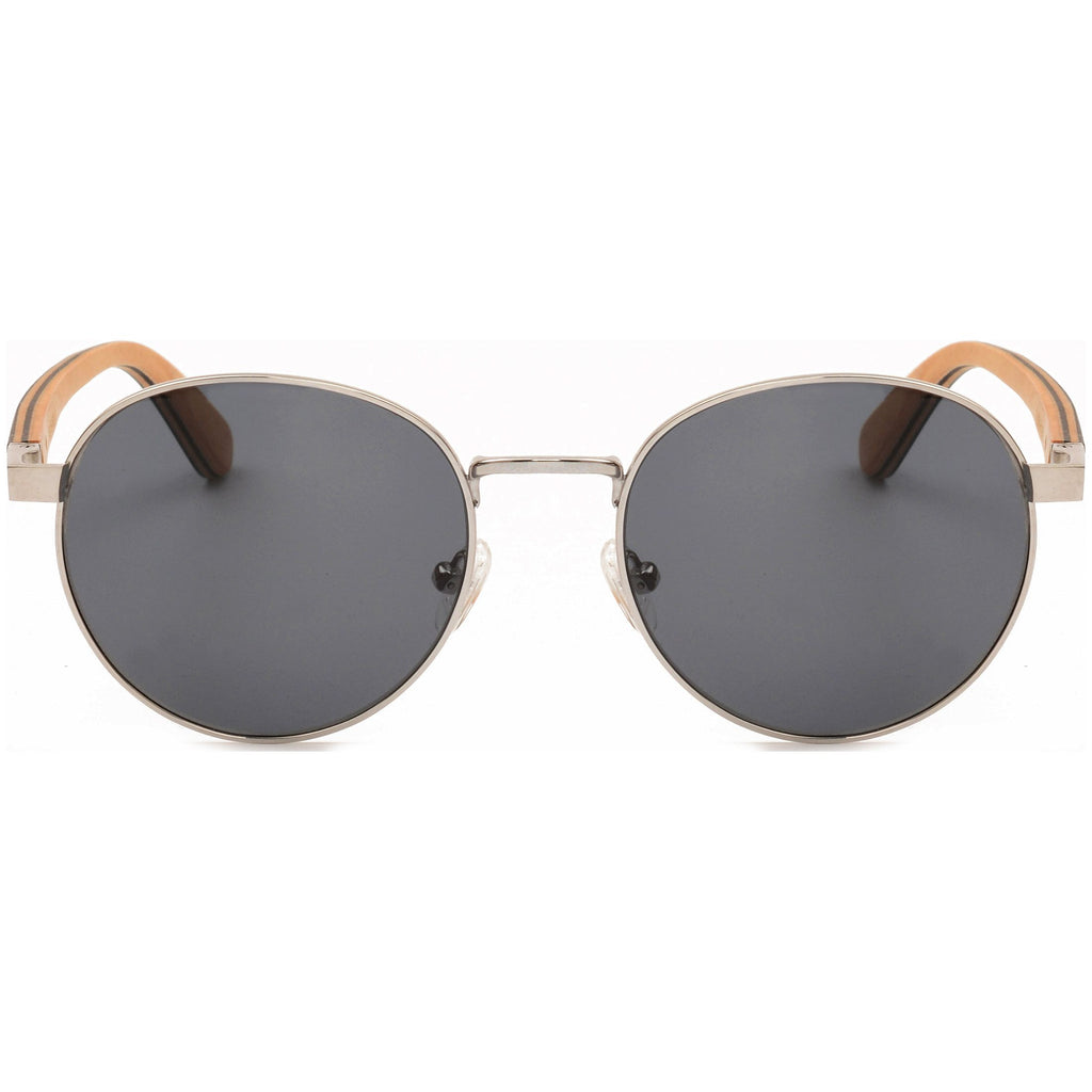 Round Titanium Zebra Wood Sunglasses James 2